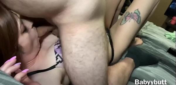  Babyybutt blowjob ends in rough face fuck and cum in mouth
